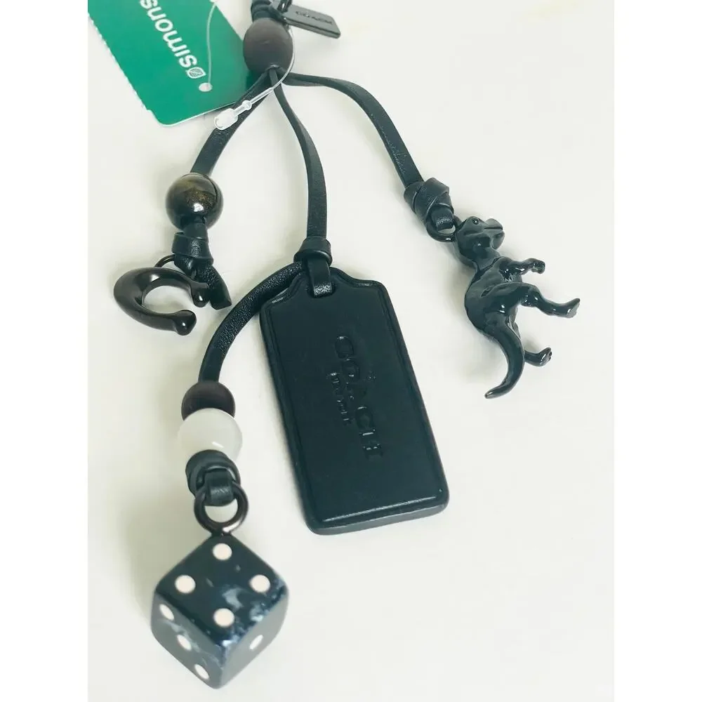 Coach Heritage Leather Bag Charm Black Rexy Dice Logo Charms CCY37